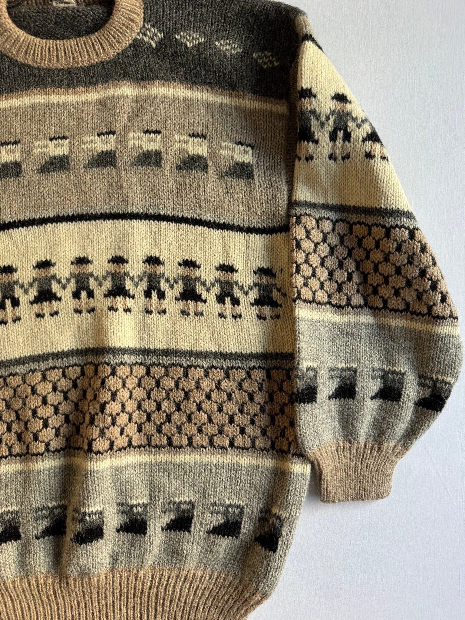 🧍‍♂️ Pulover Vintage cu Model Etnic / Mix Alpaca & Lână (Mărime M) - anbracaminte