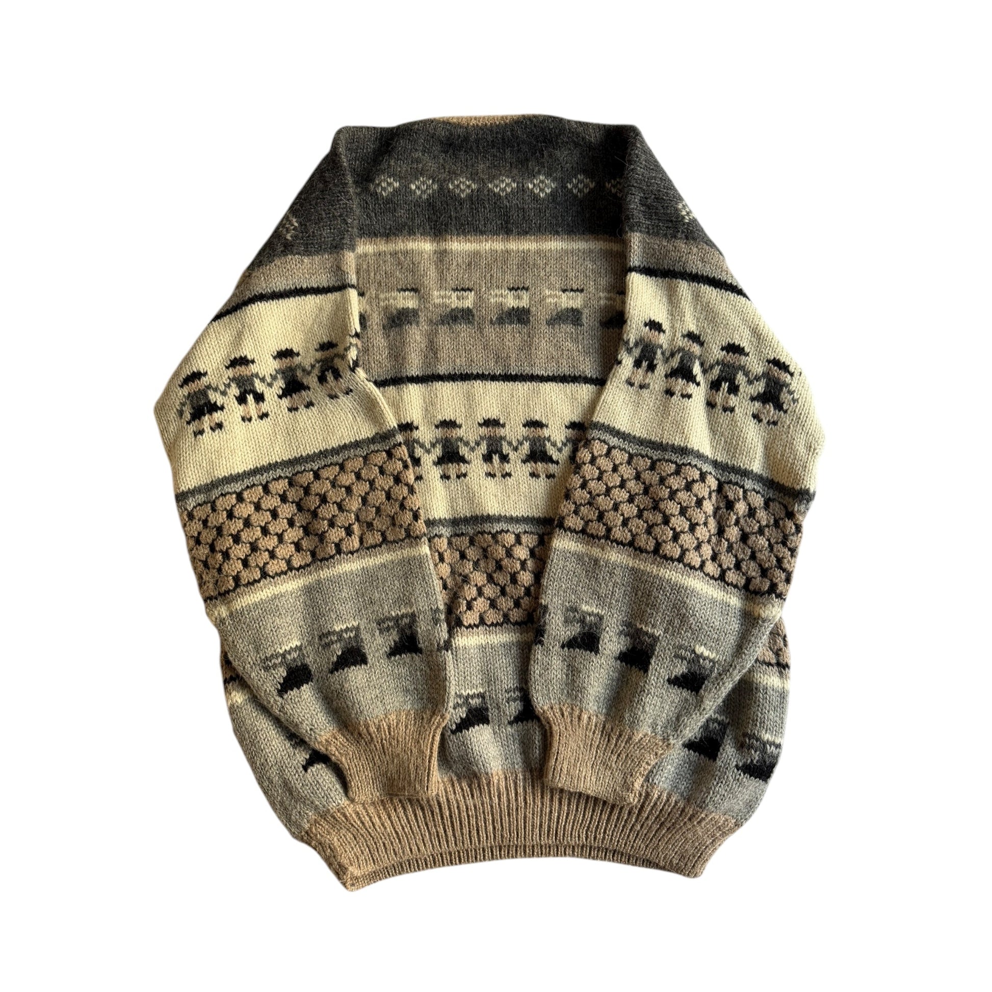 🧍‍♂️ Pulover Vintage cu Model Etnic / Mix Alpaca & Lână (Mărime M) - anbracaminte