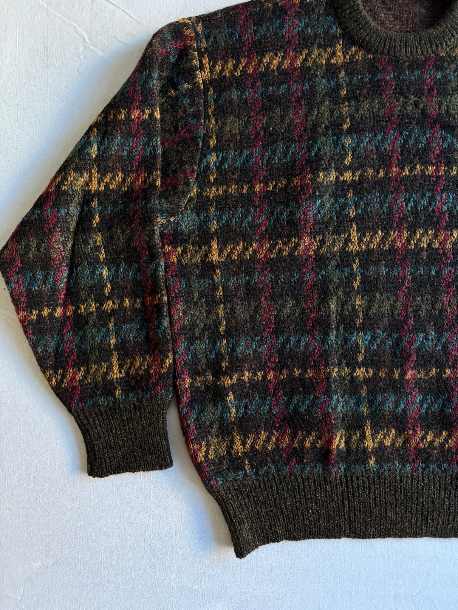 🧶 Pulover Vintage cu Model Houndstooth / Tricot Italian (Mărime 50 - L) - anbracaminte