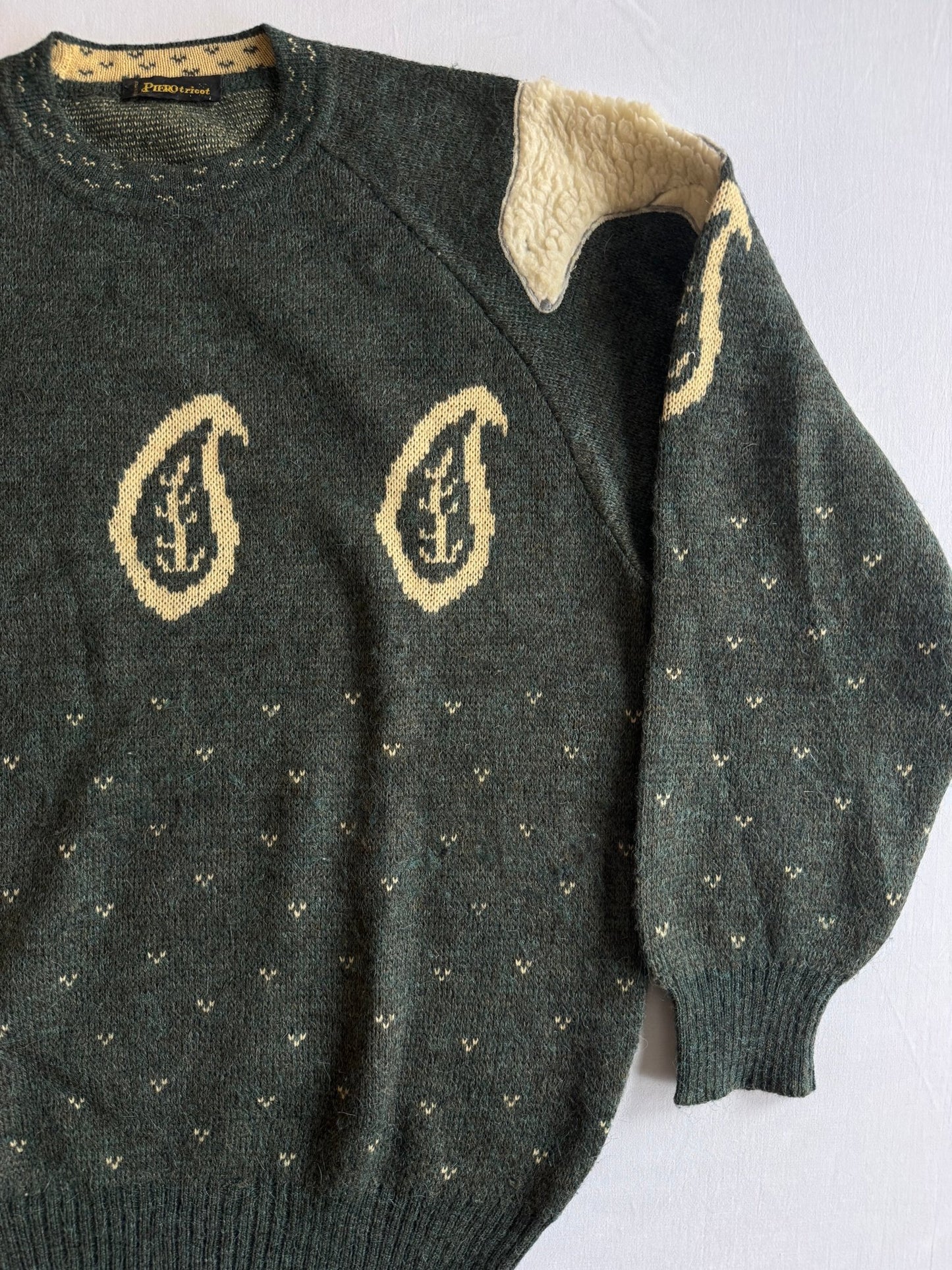 🐻‍❄️ Pulover vintage cu model și aplicații de urși polari pe umeri (mărime L) - anbracaminte