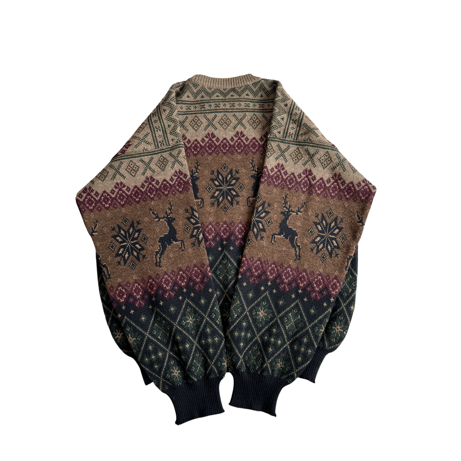 🧶 Pulover Vintage cu Pattern Etnic din Lână Merino – XL - anbracaminte