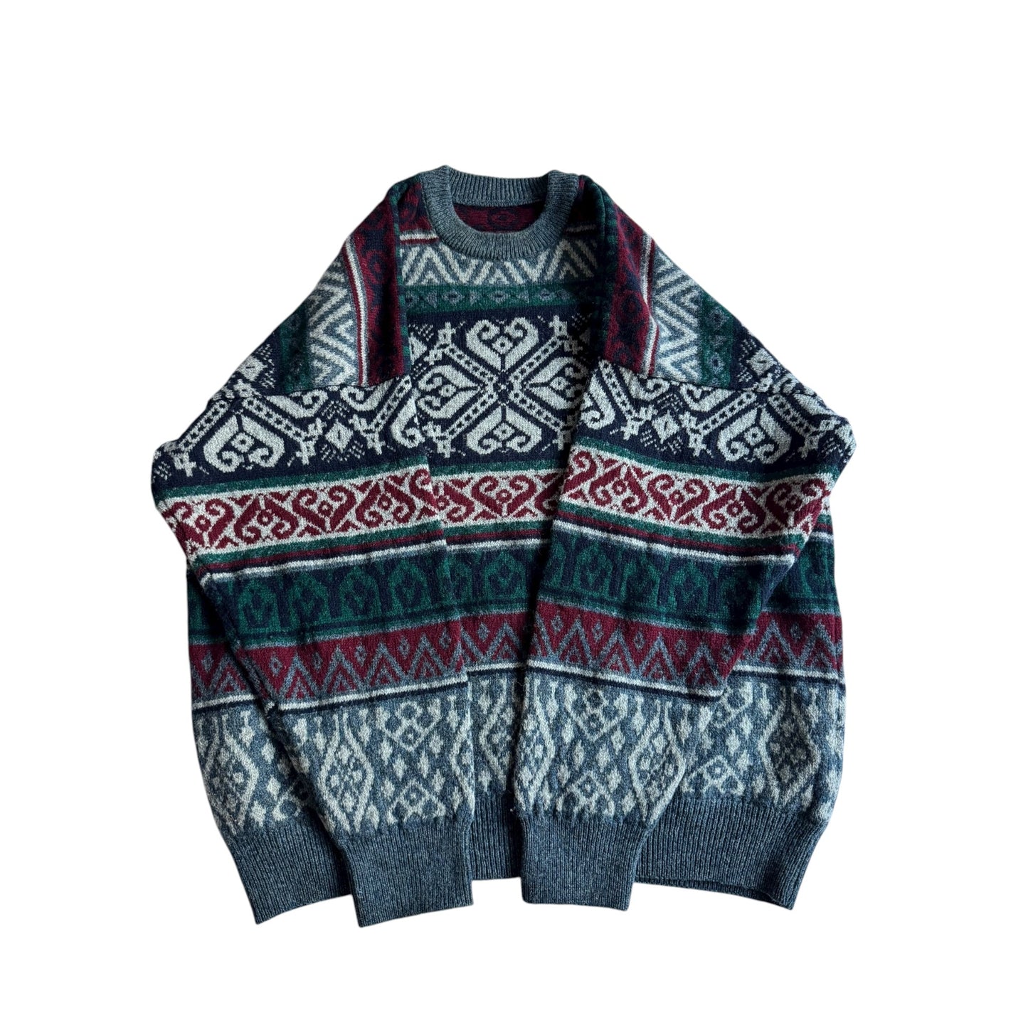 🧶 Pulover Vintage cu Pattern Etnic (Mărime L) - anbracaminte