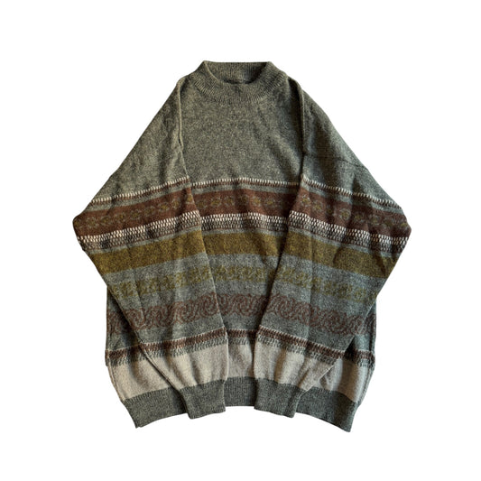 🧶 Pulover Vintage cu Pattern / Lână & Alpaca (Mărime L) - anbracaminte
