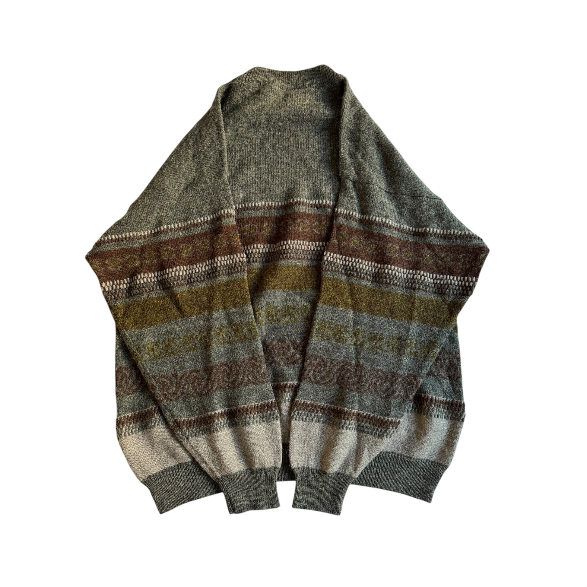 🧶 Pulover Vintage cu Pattern / Lână & Alpaca (Mărime L) - anbracaminte