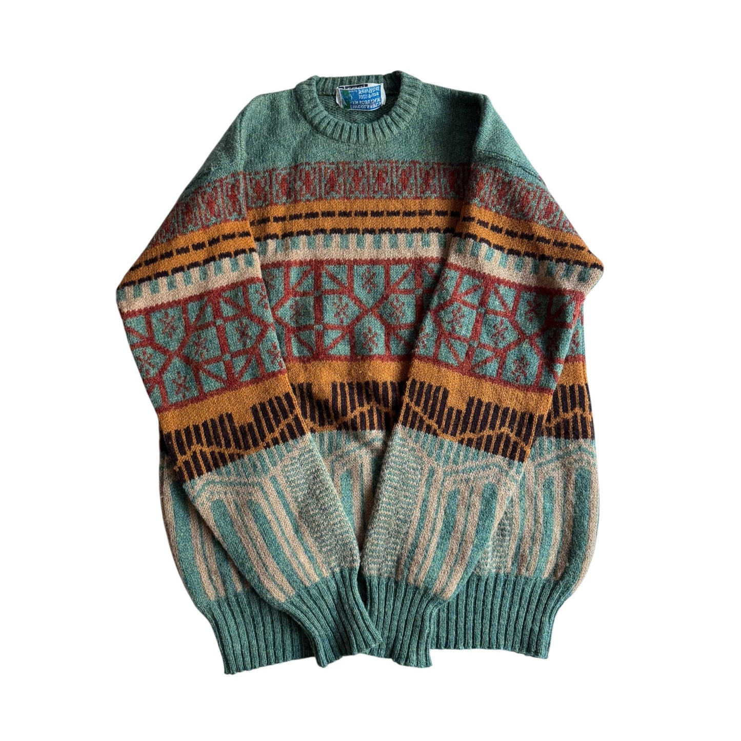 🧶 Pulover Vintage cu Pattern / Shetland Wool (Mărime L) - anbracaminte