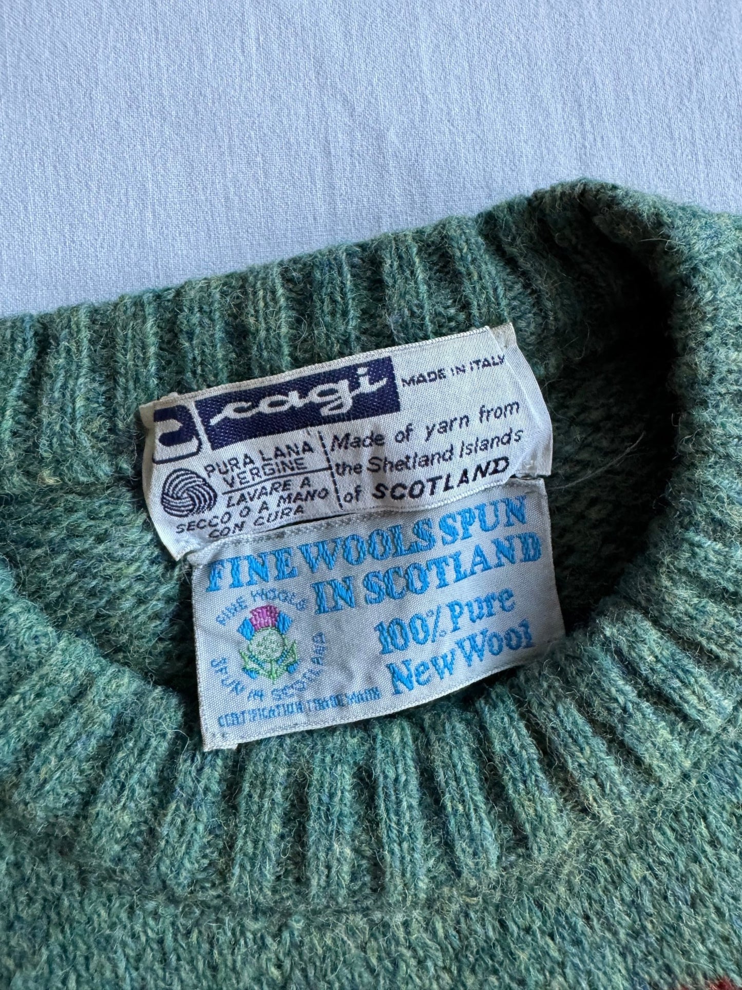 🧶 Pulover Vintage cu Pattern / Shetland Wool (Mărime L) - anbracaminte