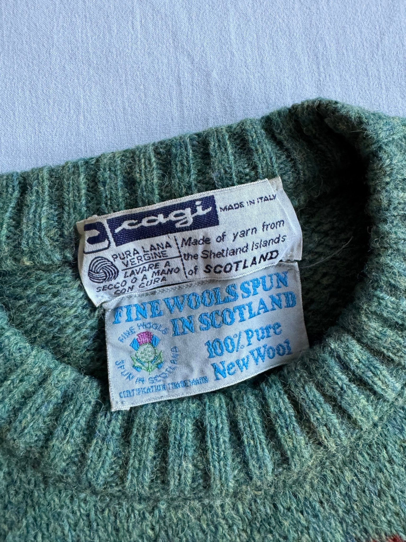 🧶 Pulover Vintage cu Pattern / Shetland Wool (Mărime L) - anbracaminte