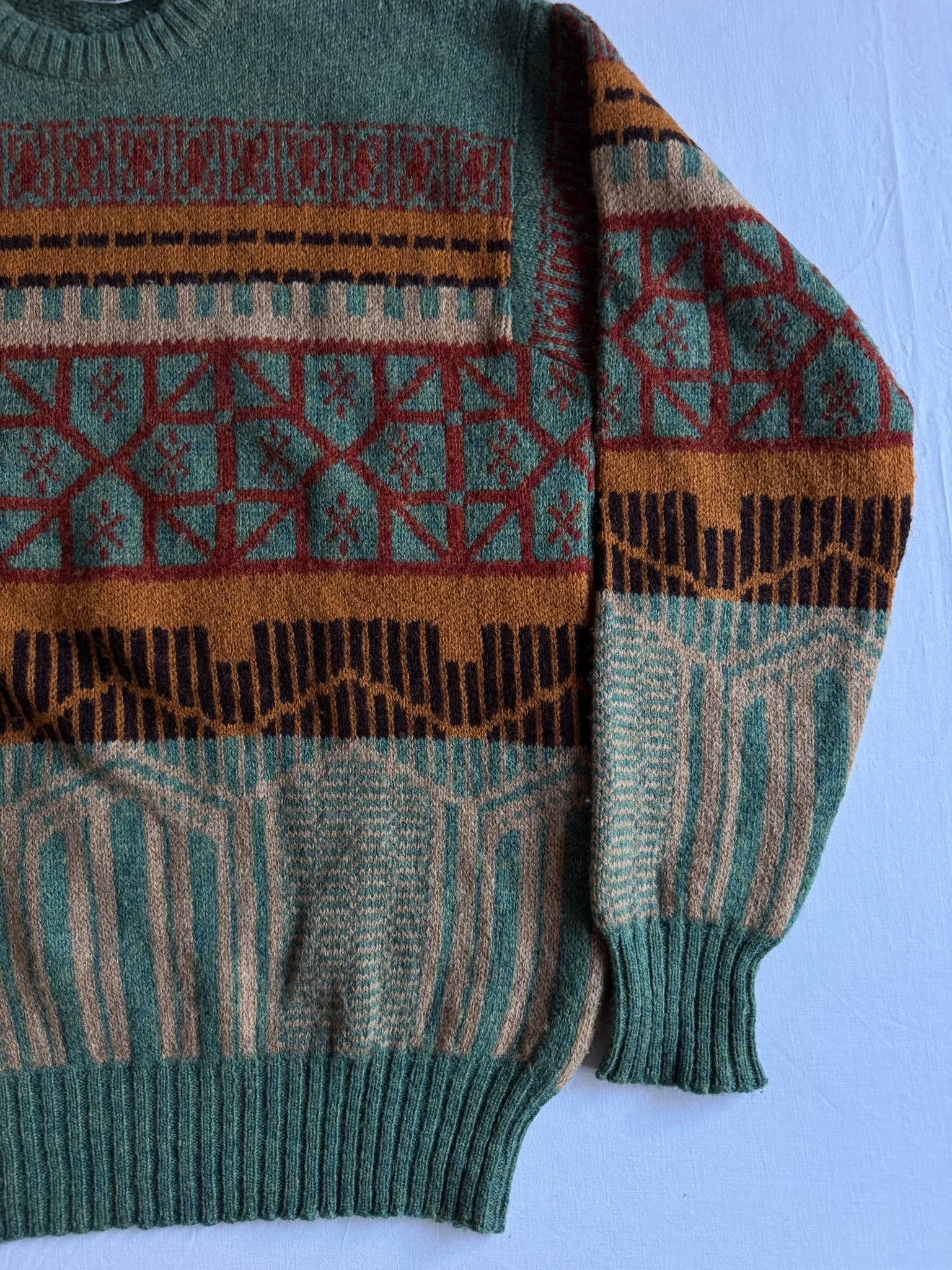 🧶 Pulover Vintage cu Pattern / Shetland Wool (Mărime L) - anbracaminte