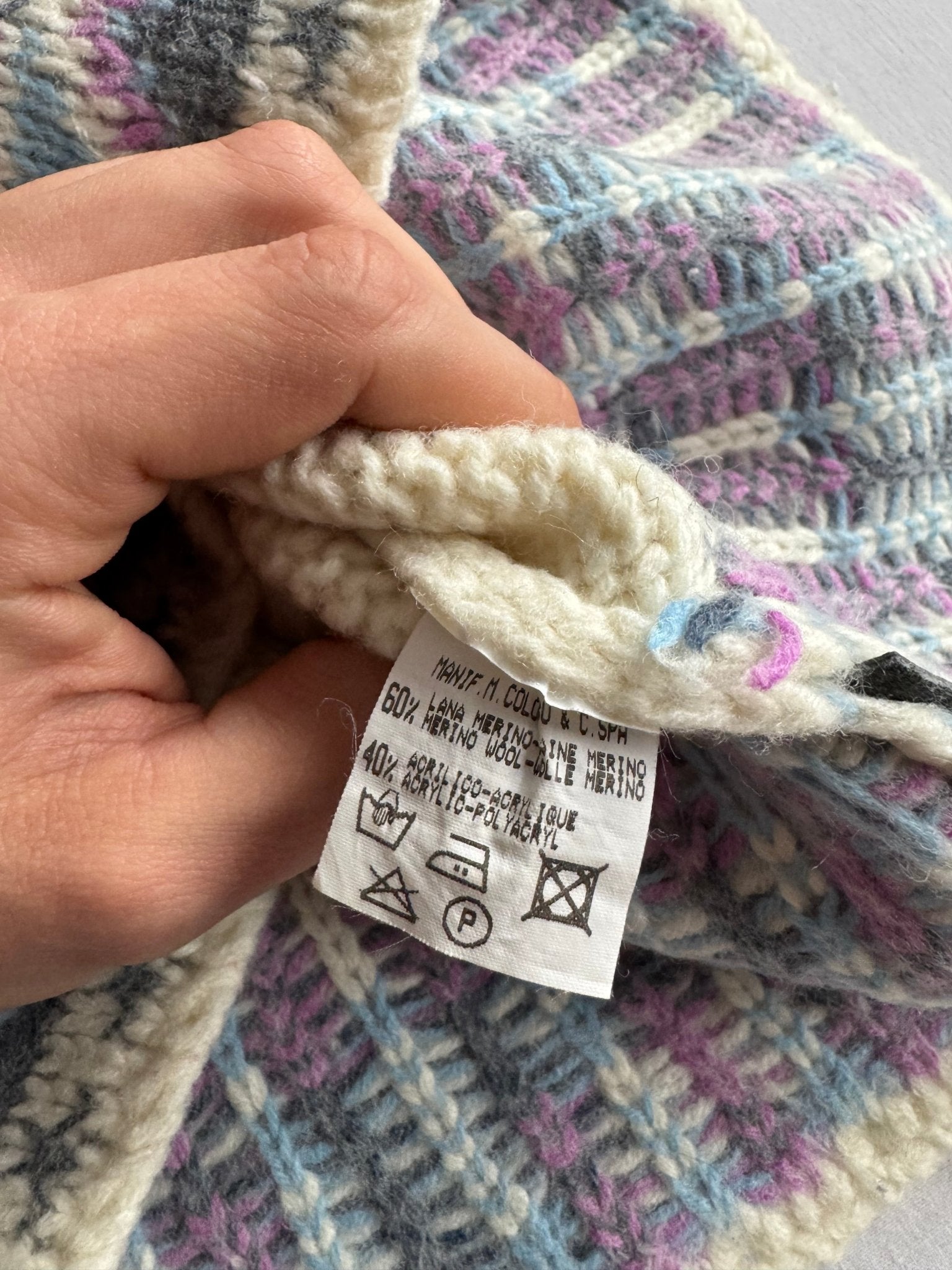 🧶 Pulover Vintage Damă Colmar Alb cu Fermoar și Model Etnic – S - anbracaminte