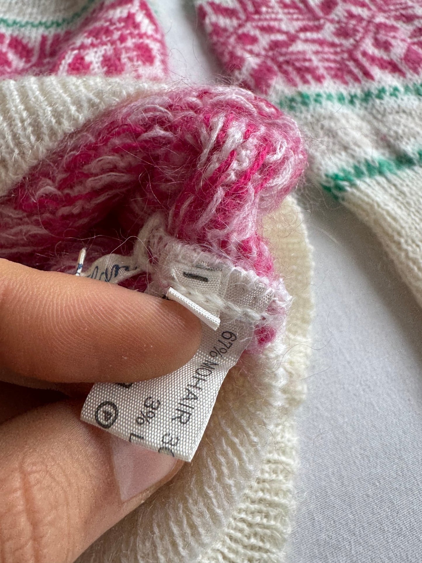 🧶 Pulover Vintage Damă cu Model Etnic din Mohair – M - anbracaminte