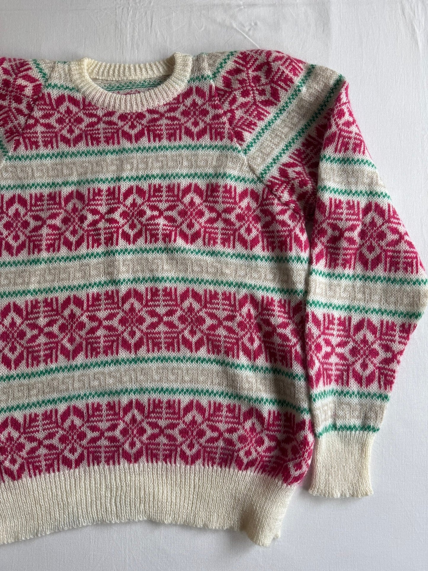 🧶 Pulover Vintage Damă cu Model Etnic din Mohair – M - anbracaminte