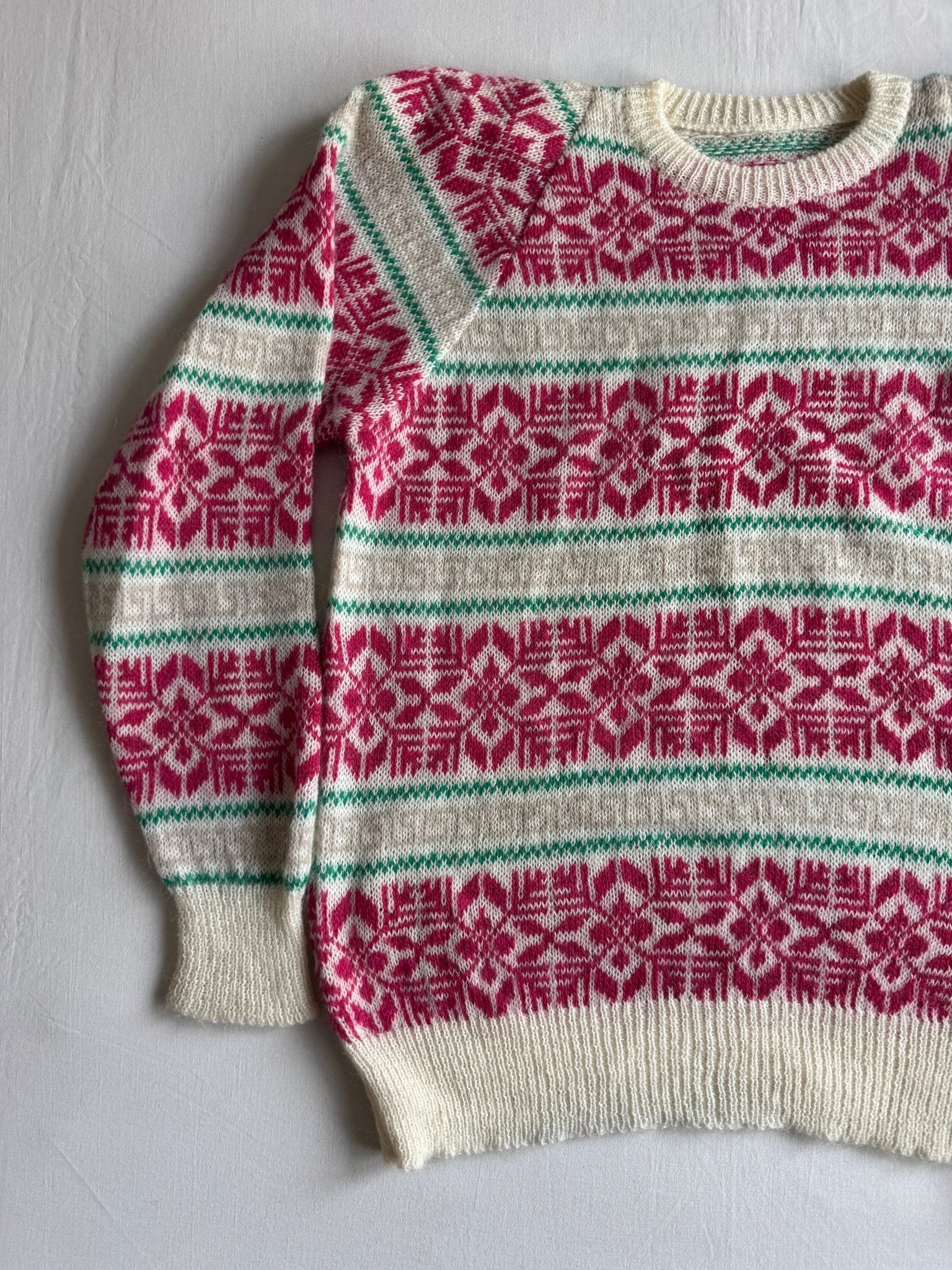 🧶 Pulover Vintage Damă cu Model Etnic din Mohair – M - anbracaminte