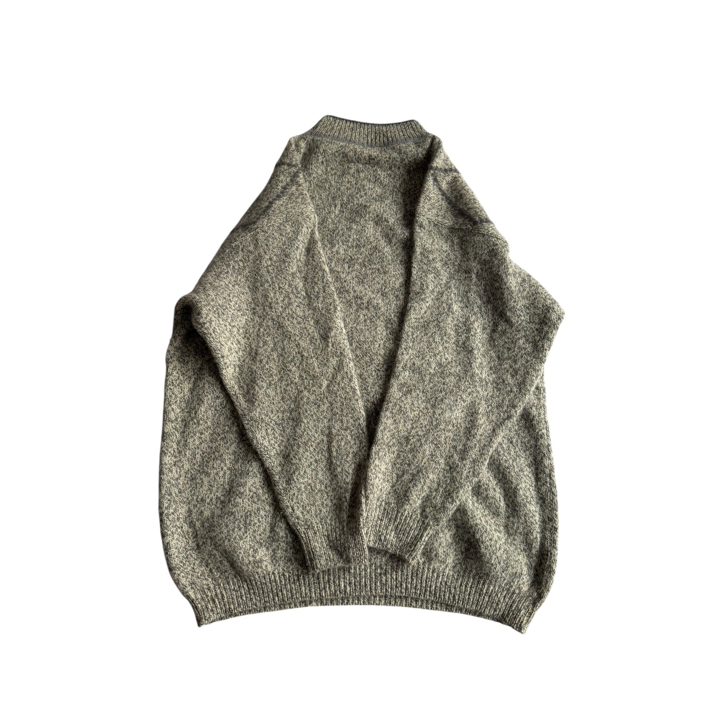 🧶 Pulover Vintage Damă Gri din Lambswool și Angora cu Model Argyle și Floral – M / L - anbracaminte