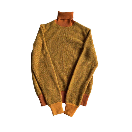 🧶 Pulover Vintage Damă Malo Portocaliu cu Guler Înalt din Cașmir și Lână Virgină – S - anbracaminte