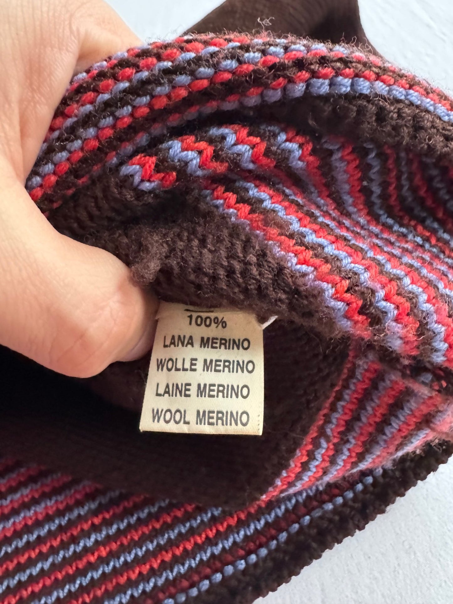 🧶 Pulover Vintage Damă Maro Închis din Lână Merino cu Model Argyle – S - anbracaminte