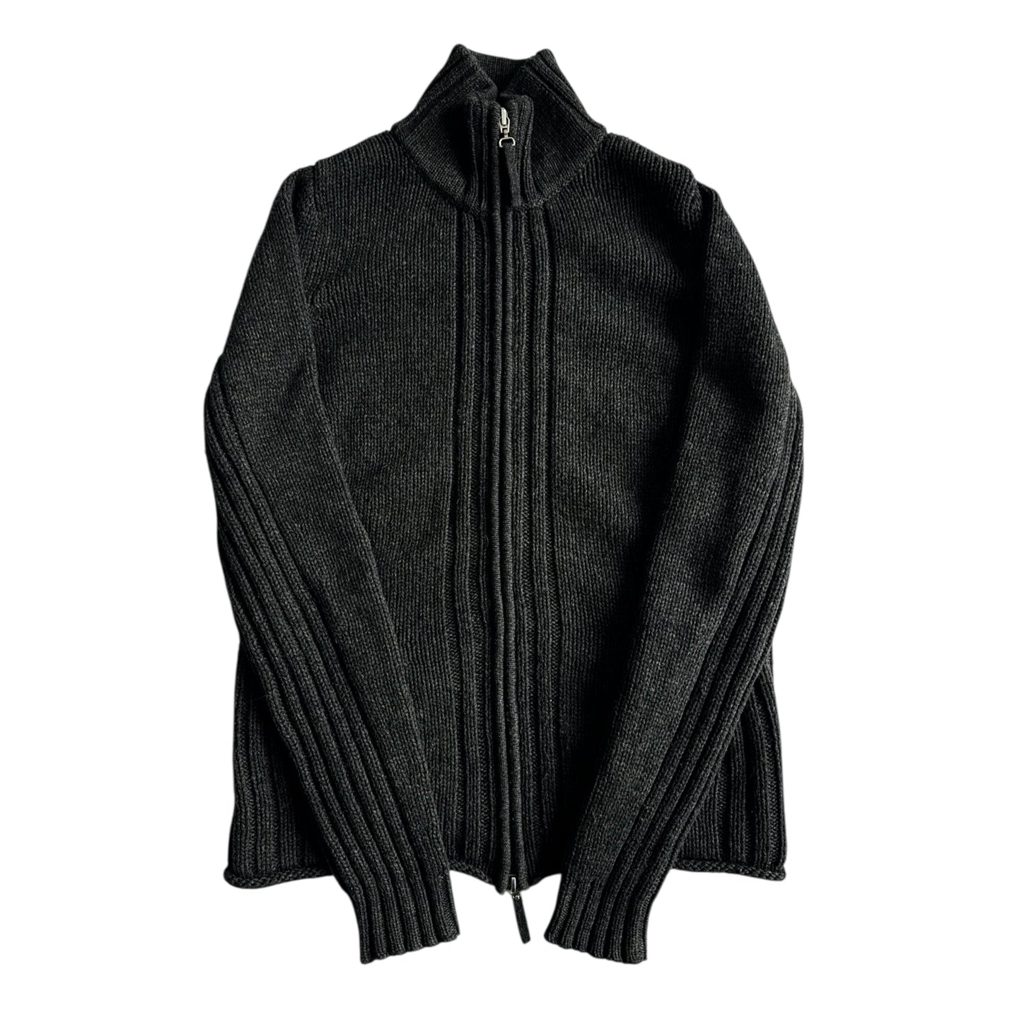 🧶 Pulover Vintage Dark Grey Full Zip - 100% Caşmir – Femei S/M - anbracaminte