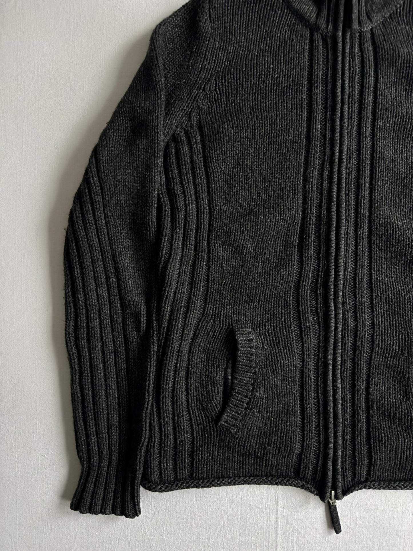 🧶 Pulover Vintage Dark Grey Full Zip - 100% Caşmir – Femei S/M - anbracaminte