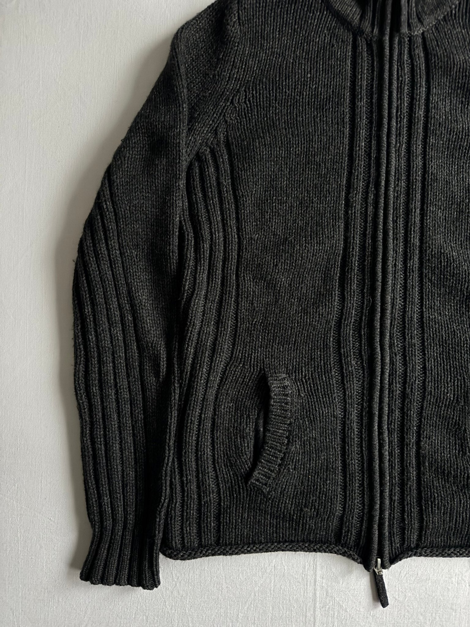 🧶 Pulover Vintage Dark Grey Full Zip - 100% Caşmir – Femei S/M - anbracaminte
