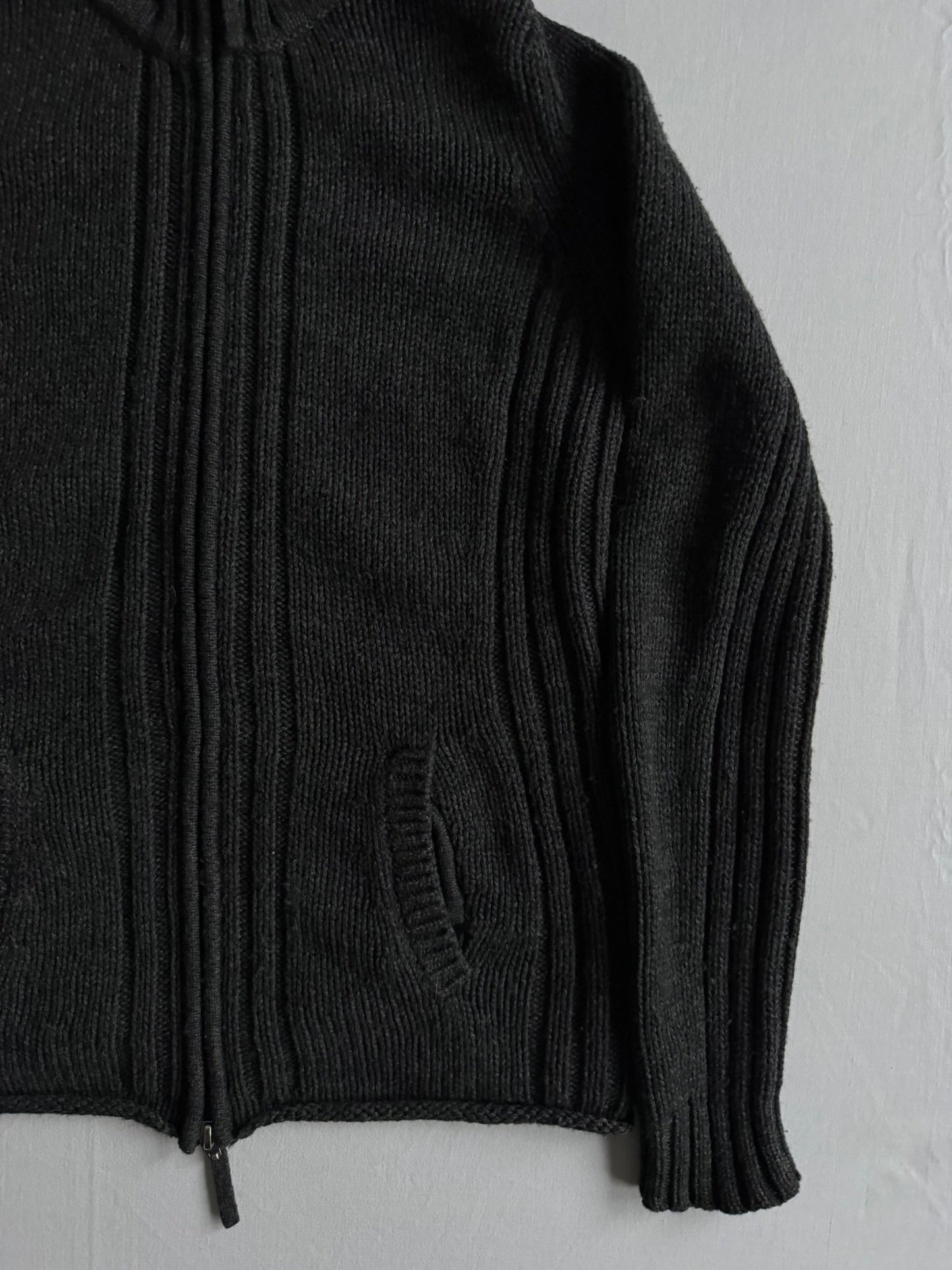 🧶 Pulover Vintage Dark Grey Full Zip - 100% Caşmir – Femei S/M - anbracaminte