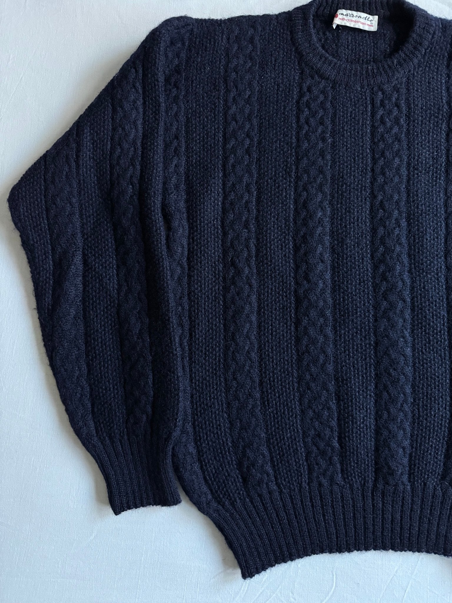 🧶 Pulover Vintage Dark Navy Cable Knit / Mărime M - anbracaminte