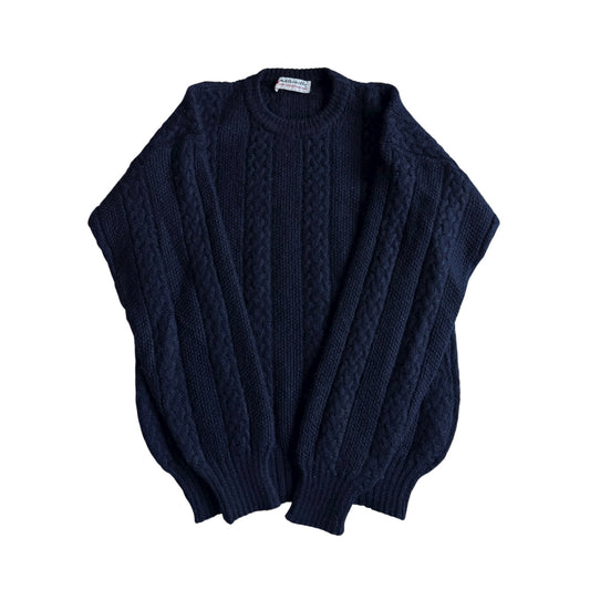 🧶 Pulover Vintage Dark Navy Cable Knit / Mărime M - anbracaminte