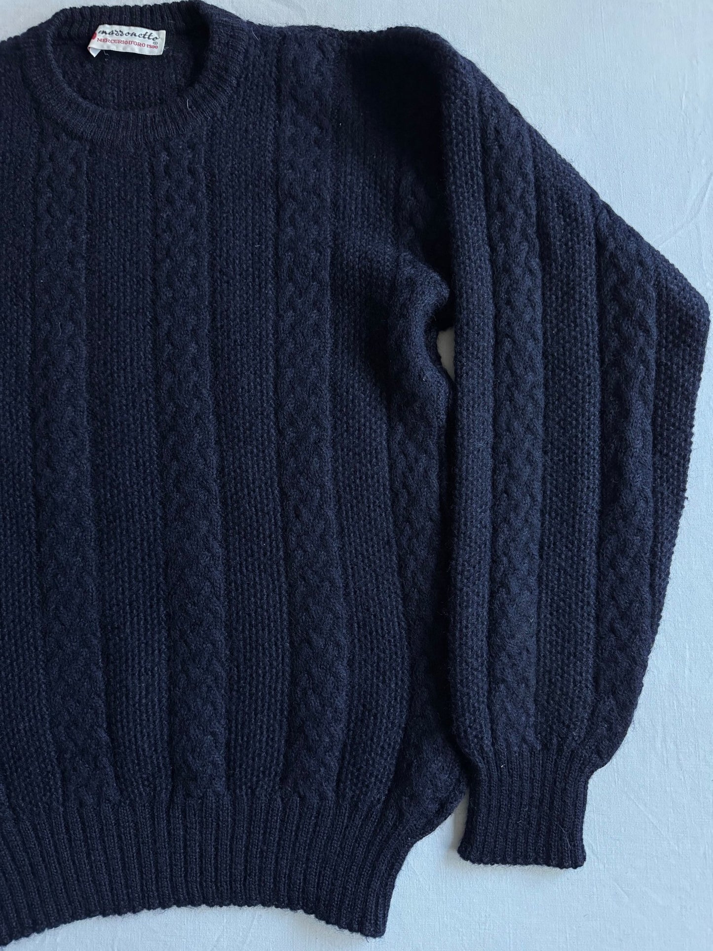 🧶 Pulover Vintage Dark Navy Cable Knit / Mărime M - anbracaminte