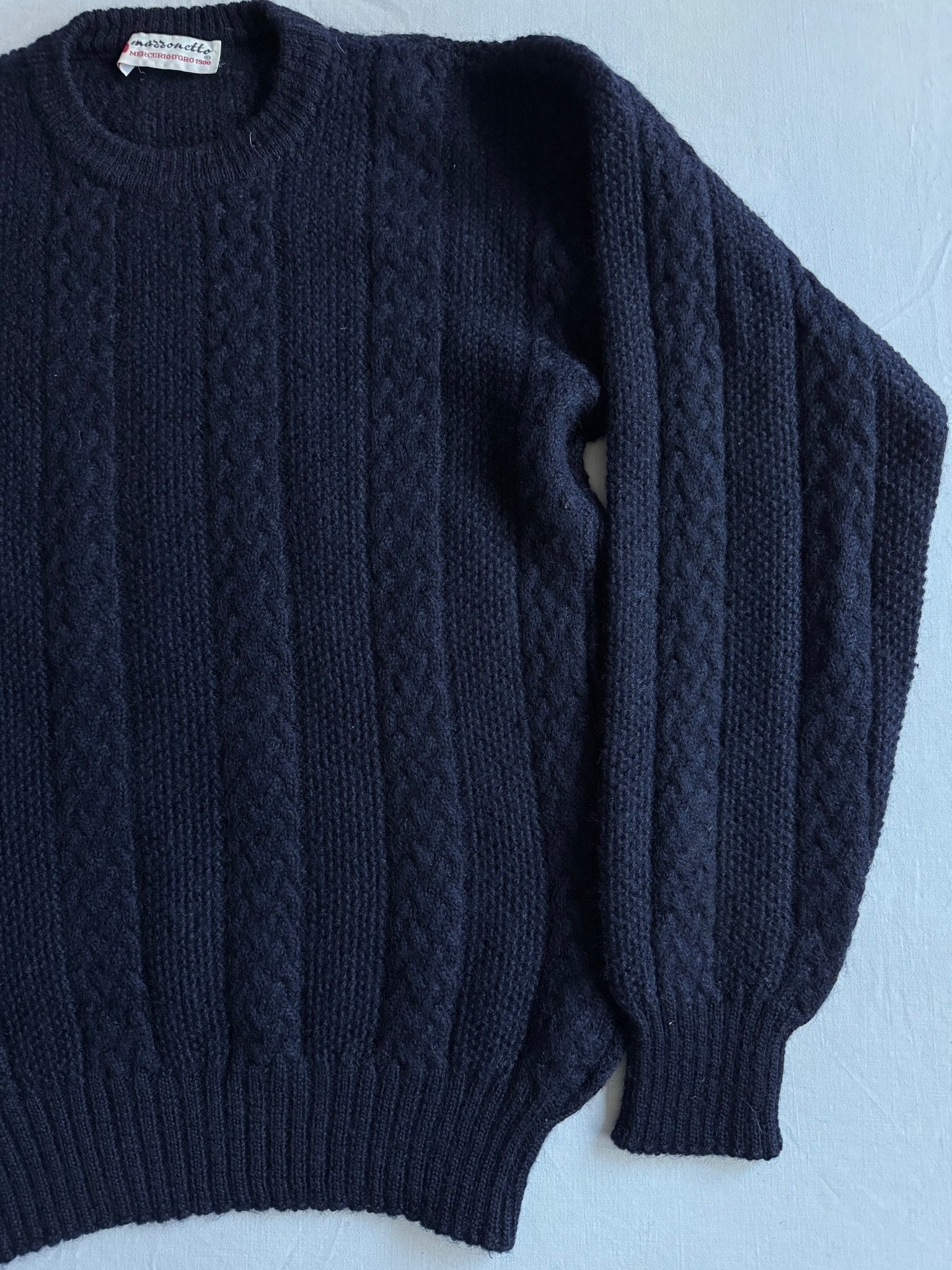🧶 Pulover Vintage Dark Navy Cable Knit / Mărime M - anbracaminte