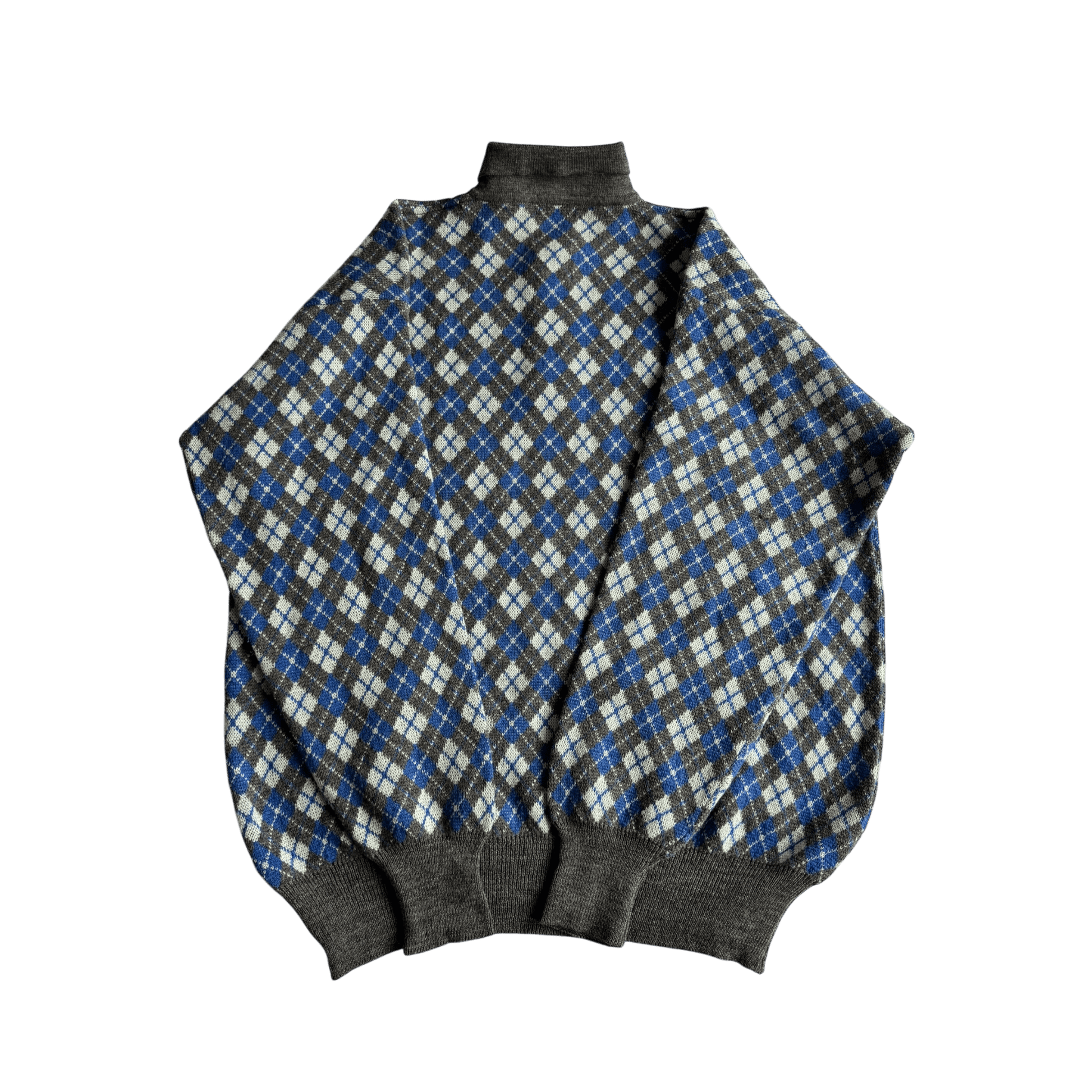 🧶 Pulover Vintage Emporio Armani Anii ’80 – Argyle cu Guler Polo – 52 (L) - anbracaminte