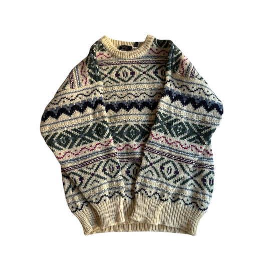 🧶 Pulover Vintage Ethnic / Chunky (Mărime L) - anbracaminte