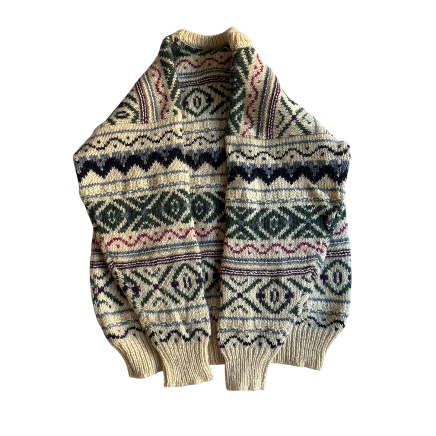 🧶 Pulover Vintage Ethnic / Chunky (Mărime L) - anbracaminte