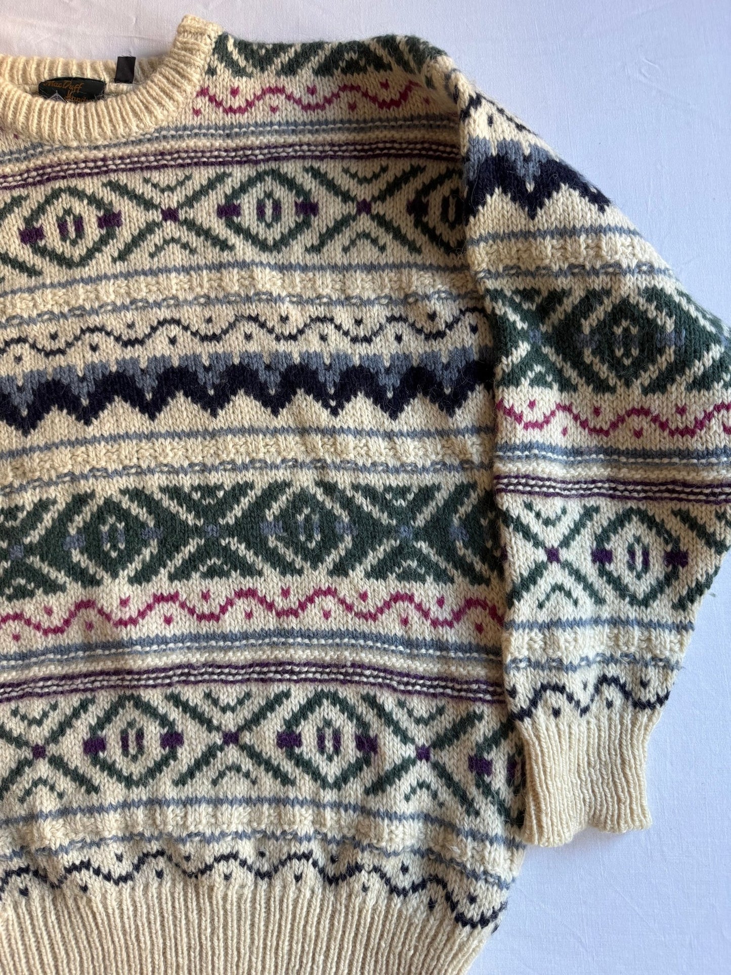 🧶 Pulover Vintage Ethnic / Chunky (Mărime L) - anbracaminte