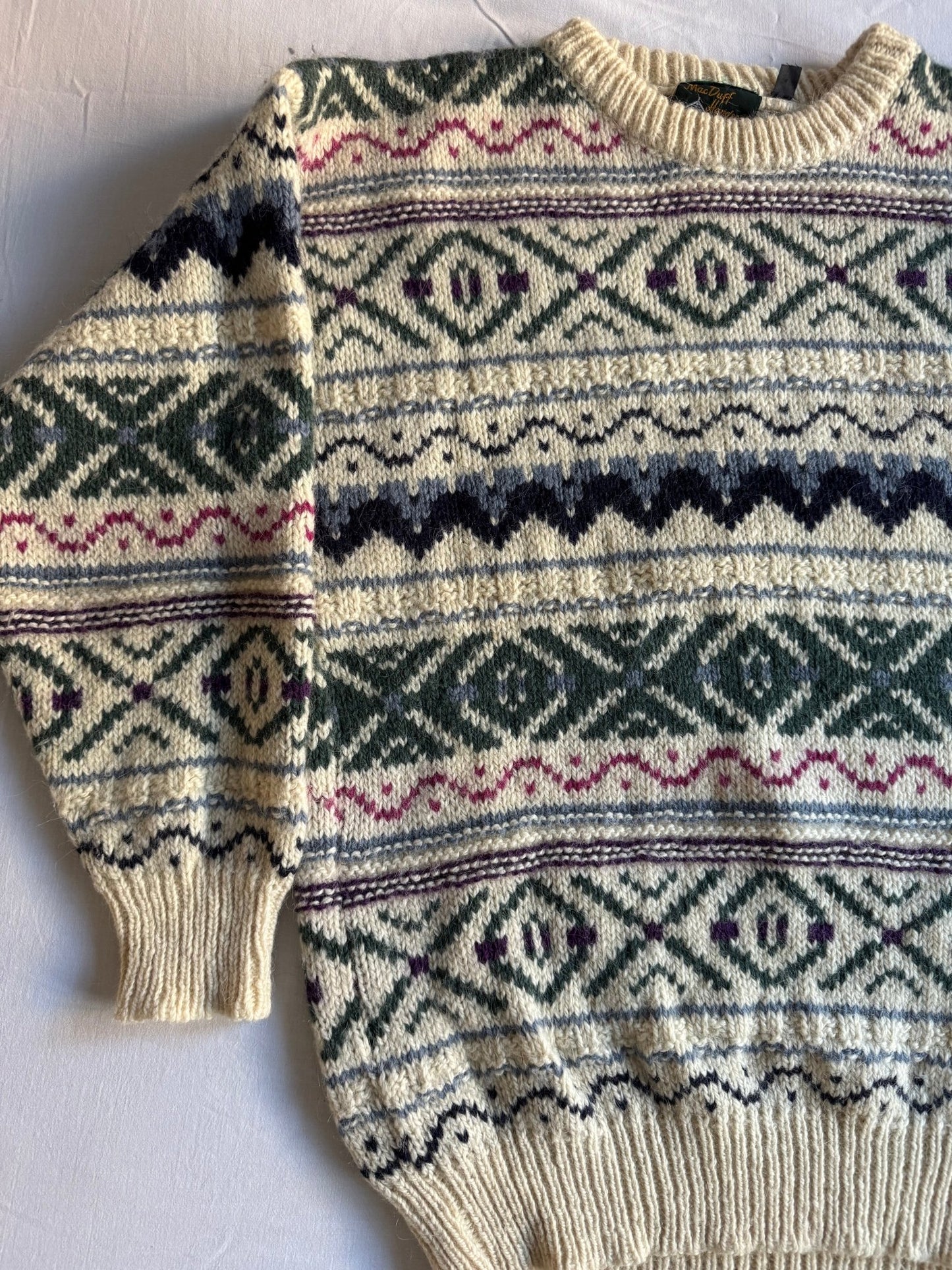 🧶 Pulover Vintage Ethnic / Chunky (Mărime L) - anbracaminte