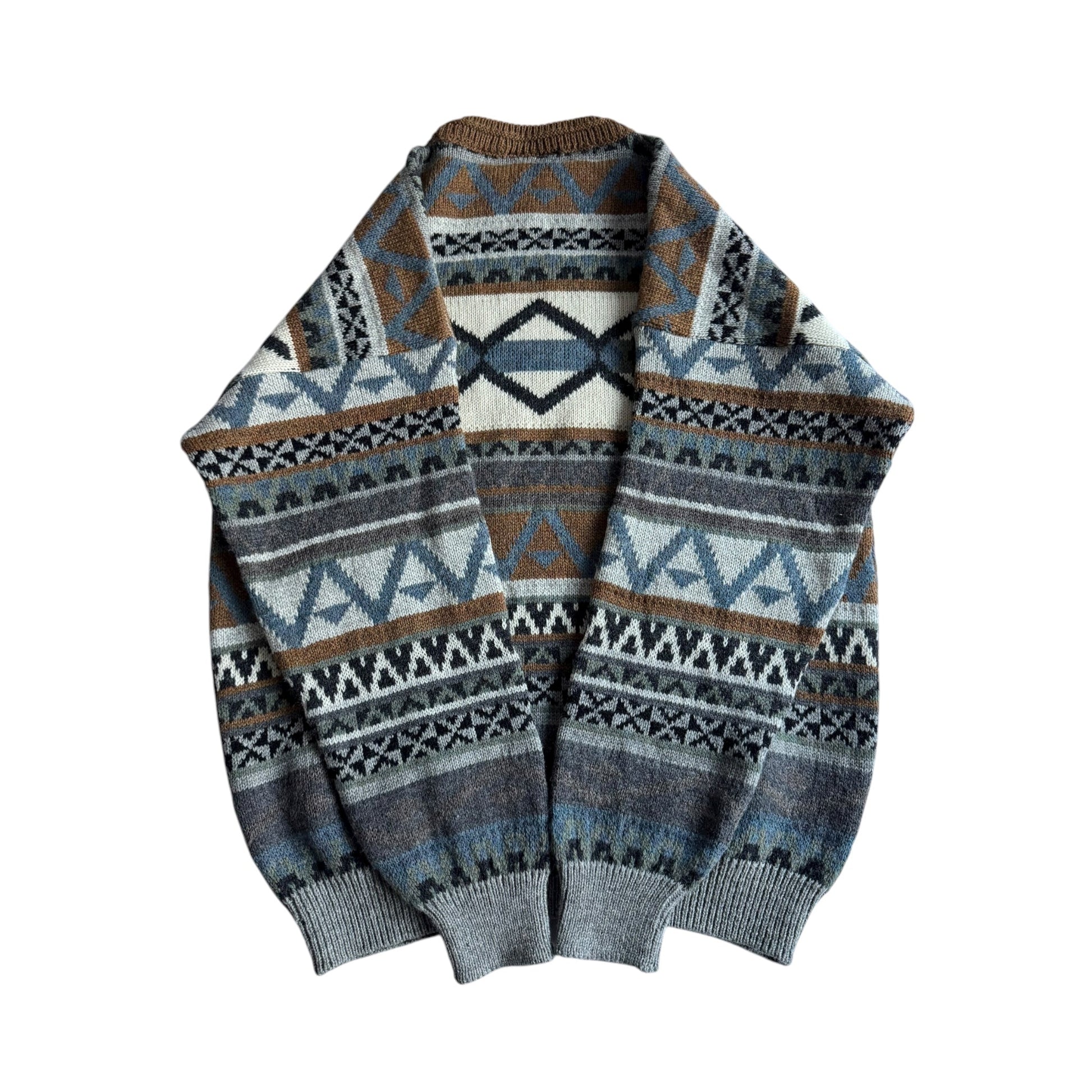 🧶 Pulover Vintage Ethnic Pattern Chunky / Tricot Gros Italian (Mărime L) - anbracaminte