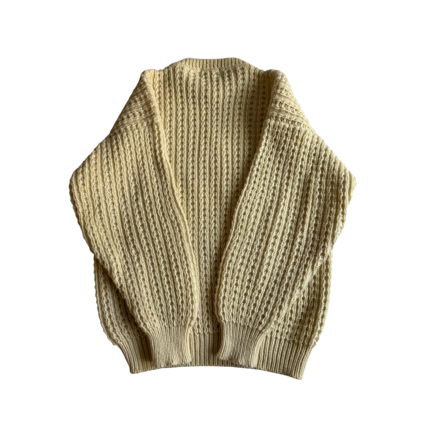 🎣 Pulover Vintage Fisherman Aran / Tricot gros crem (Mărime L) - anbracaminte
