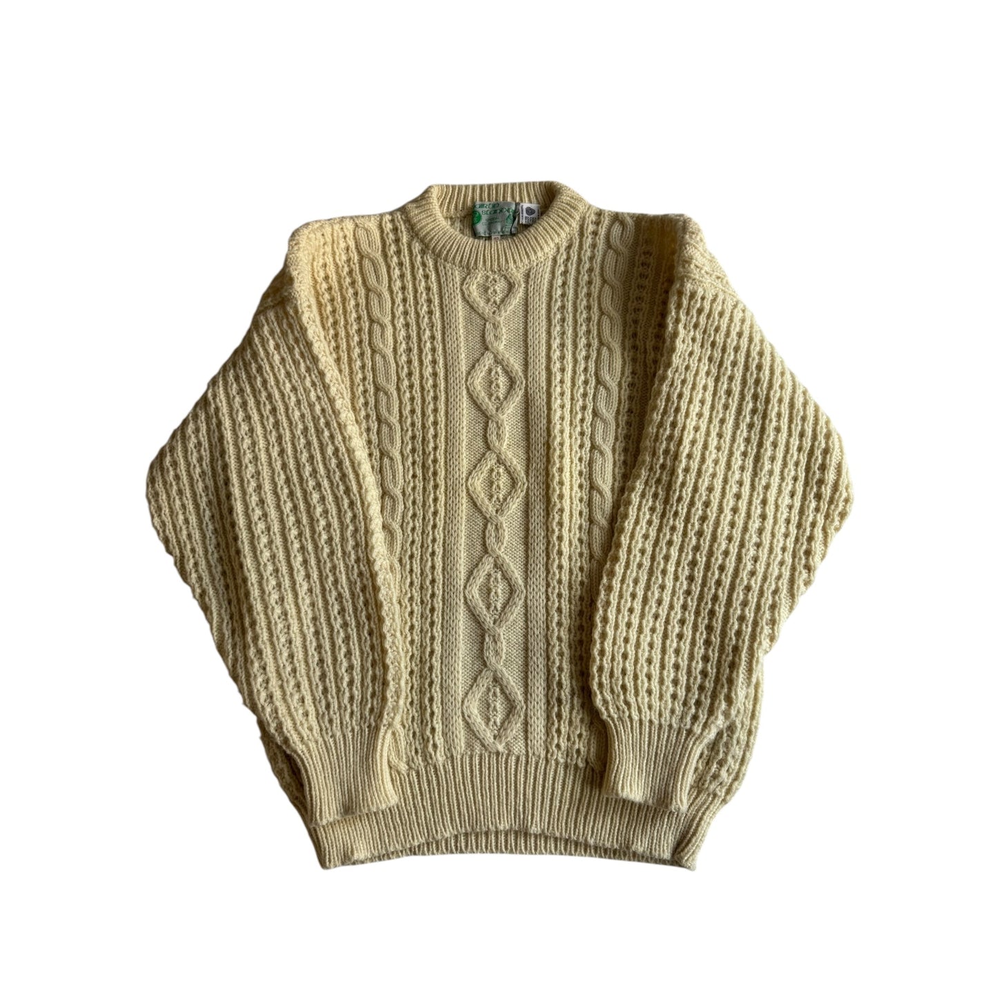 🎣 Pulover Vintage Fisherman Aran / Tricot gros crem (Mărime L) - anbracaminte