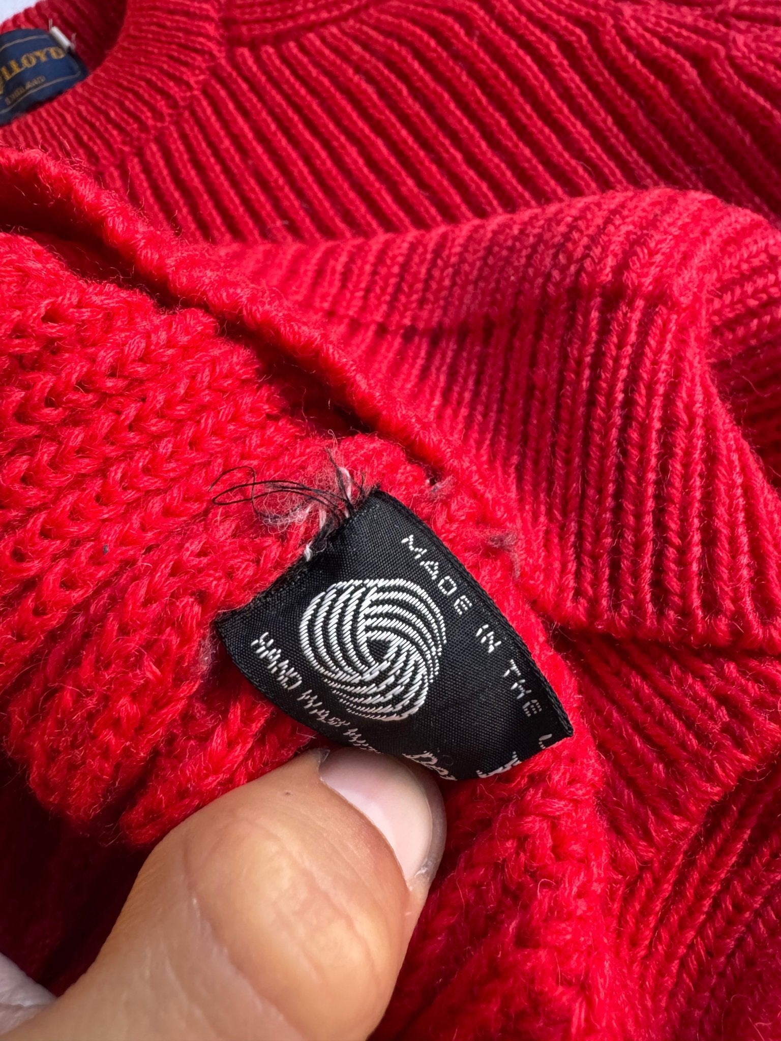 🍒 Pulover Vintage Fisherman Knit Roșu Aprins / Tricot Englezesc (Mărime S) - anbracaminte