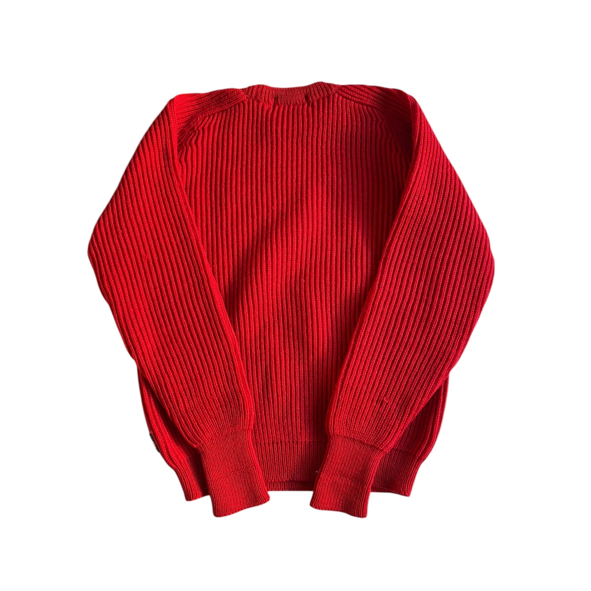 🍒 Pulover Vintage Fisherman Knit Roșu Aprins / Tricot Englezesc (Mărime S) - anbracaminte