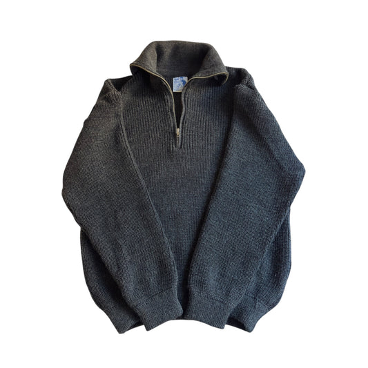 🎣 🧶 Pulover vintage fisherman quarter zip – gri închis – mărimea XL - anbracaminte