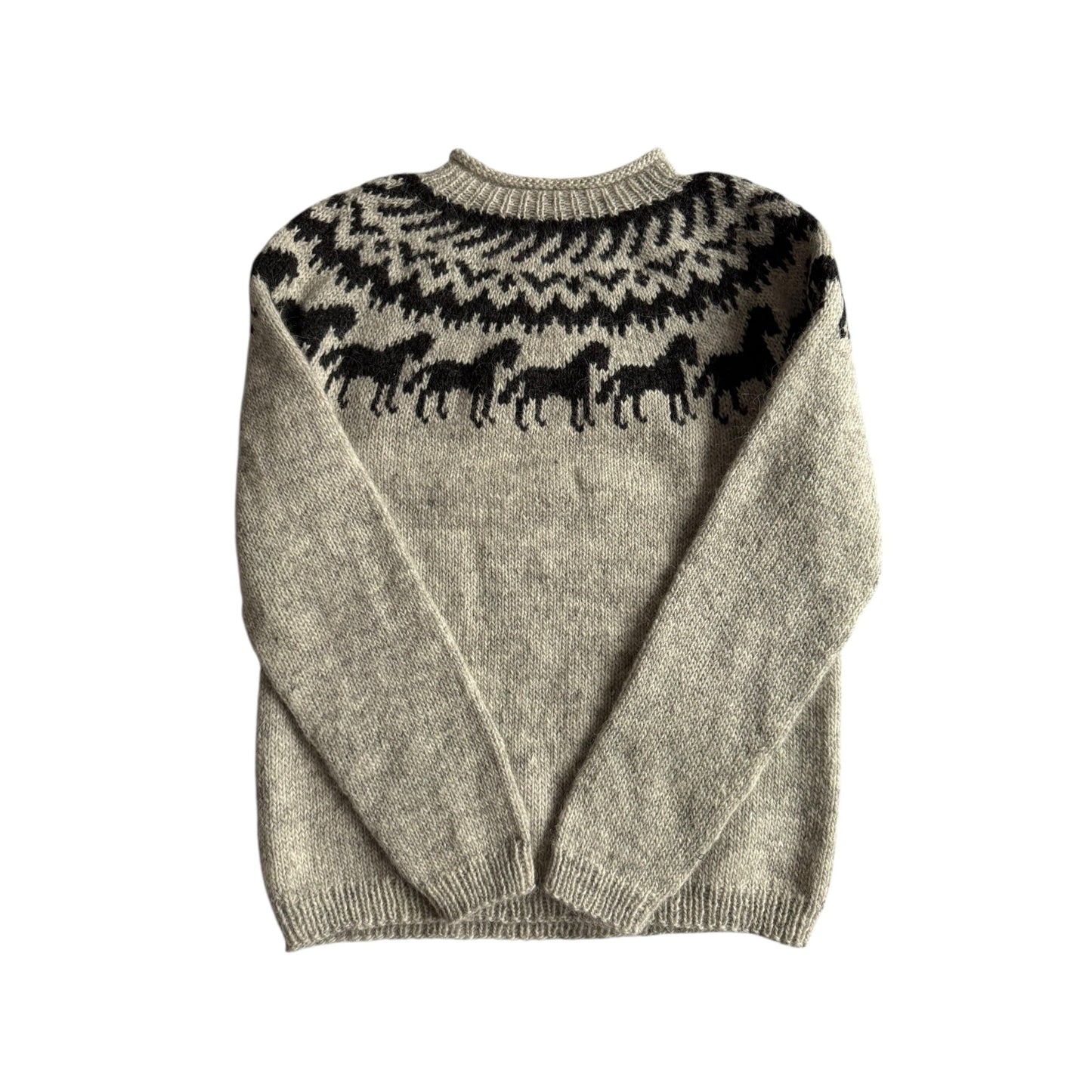 🧶 Pulover Vintage Fuzzy cu Motiv Cai – Aprox. M/L Femei - anbracaminte