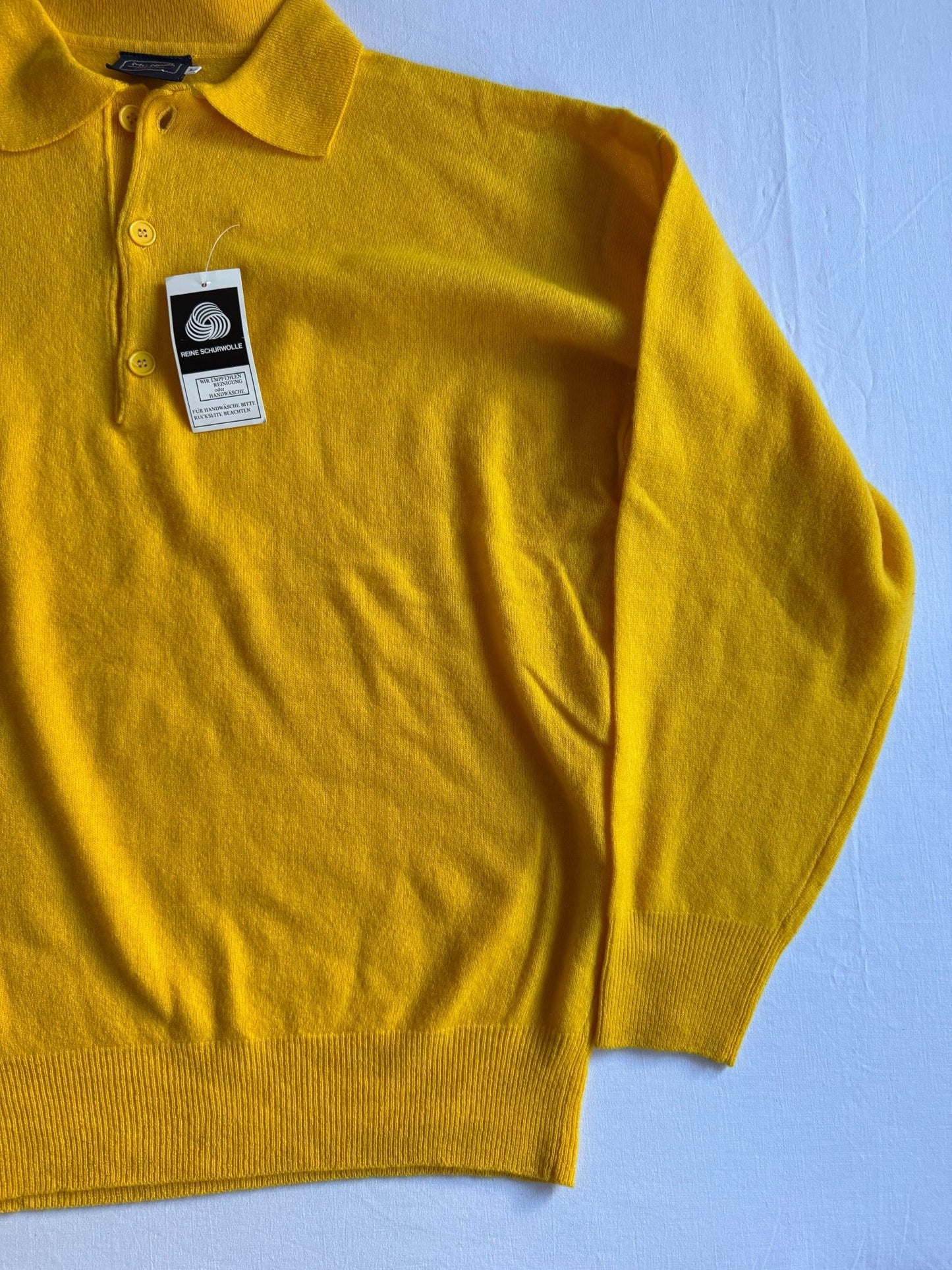 🧶 Pulover Vintage Galben Călduros / Cu Guler (Mărime L) - anbracaminte