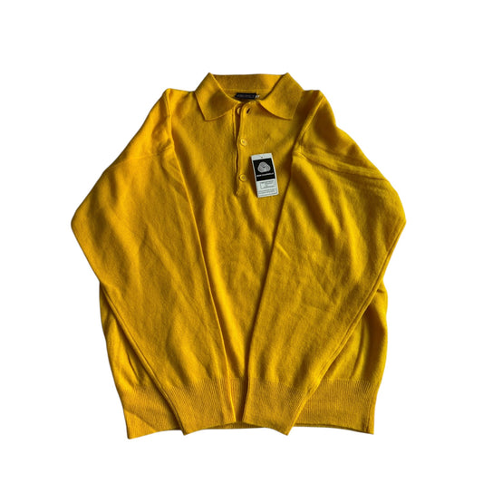 🧶 Pulover Vintage Galben Călduros / Cu Guler (Mărime L) - anbracaminte