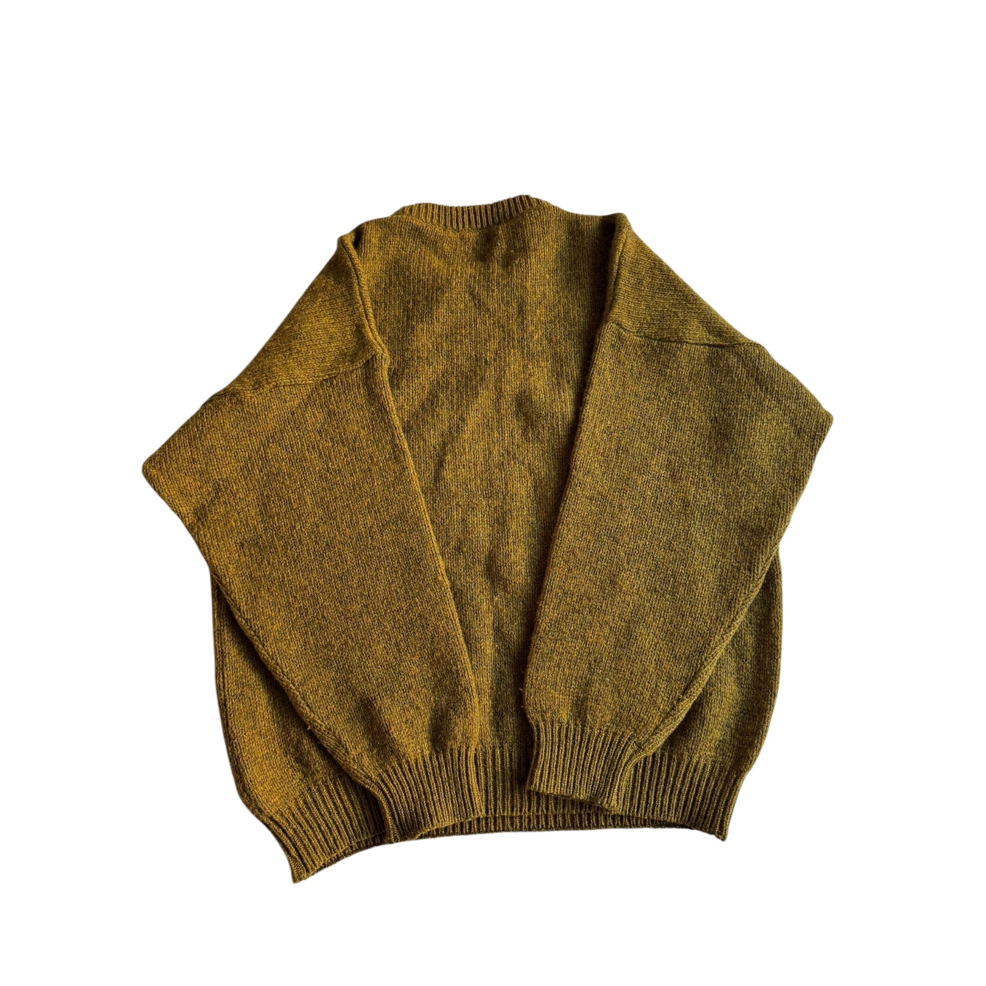 🧶 Pulover Vintage Galben Muștar Închis / Lână Pură (Mărime 50 - L) - anbracaminte