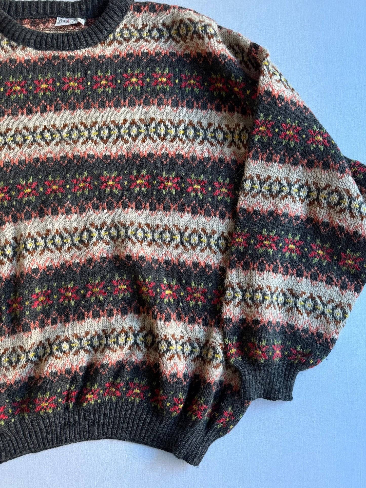 🧶 Pulover Vintage Graphic / Tricot cu Model Grafic (Mărime M) - anbracaminte