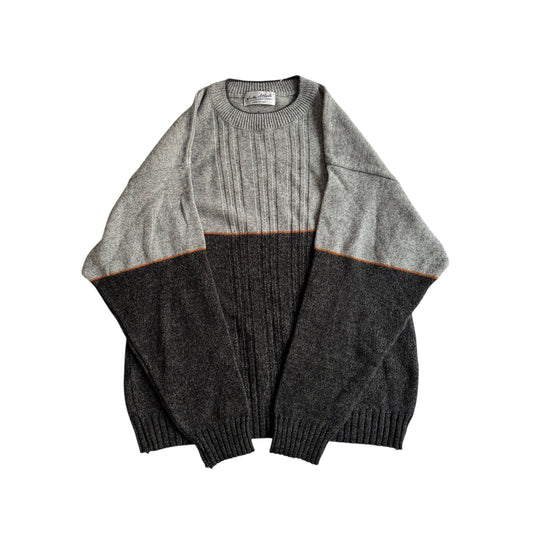 🧶 Pulover Vintage Gri Colorblock – Mărime L - anbracaminte