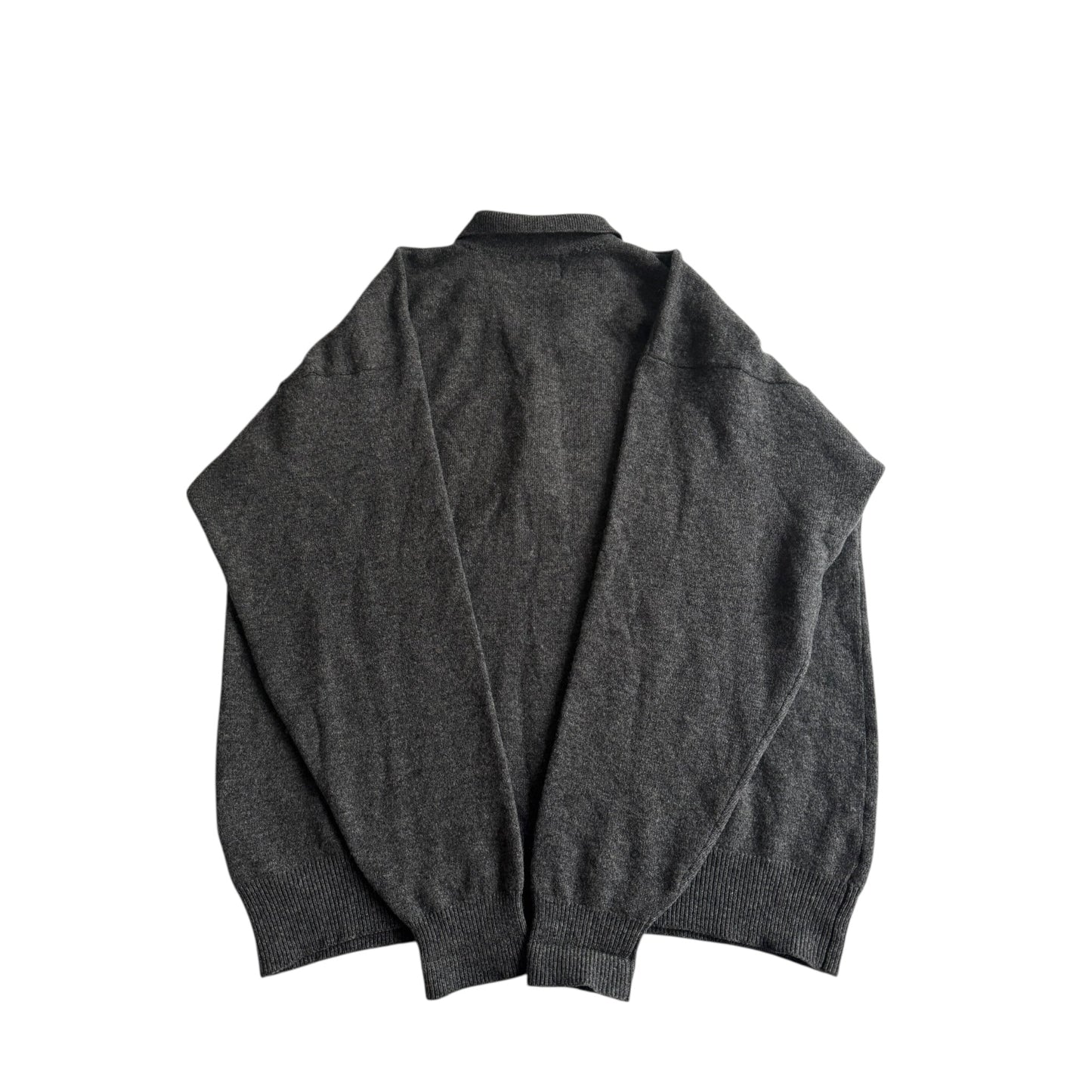 🧶 Pulover vintage gri cu guler și trei nasturi – Mărime L - anbracaminte