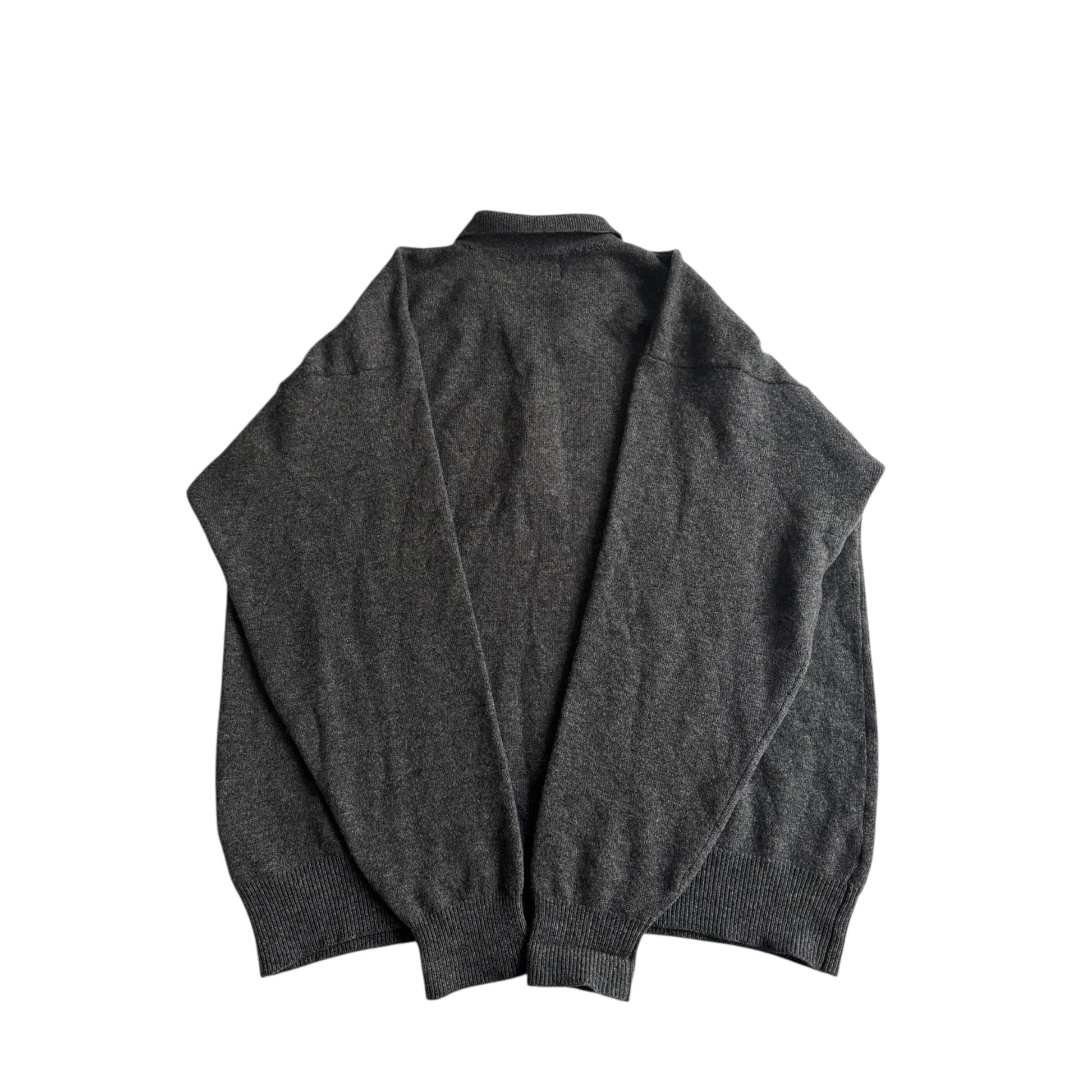 🧶 Pulover vintage gri cu guler și trei nasturi – Mărime L - anbracaminte