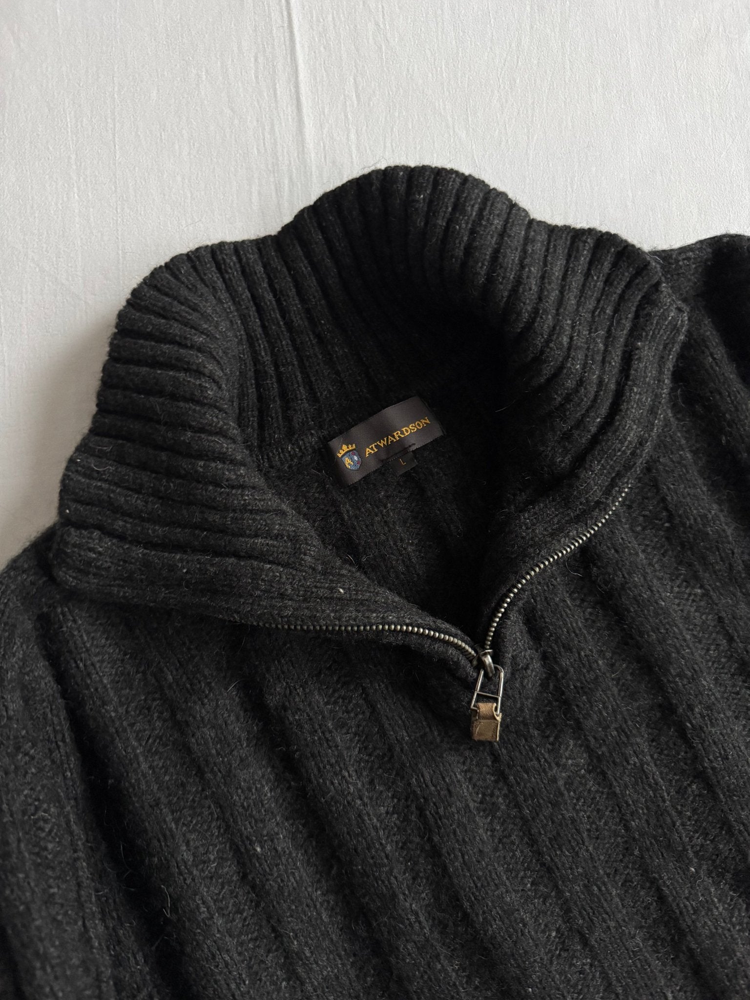 🧶 Pulover Vintage Gri Închis Quarter - Zip – Mărime L - anbracaminte