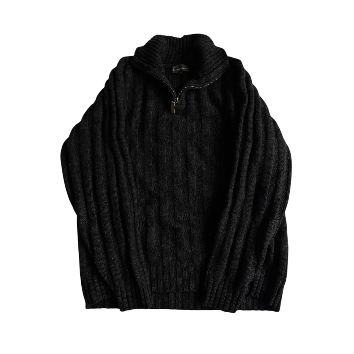 🧶 Pulover Vintage Gri Închis Quarter - Zip – Mărime L - anbracaminte