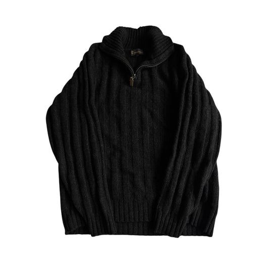 🧶 Pulover Vintage Gri Închis Quarter - Zip – Mărime L - anbracaminte