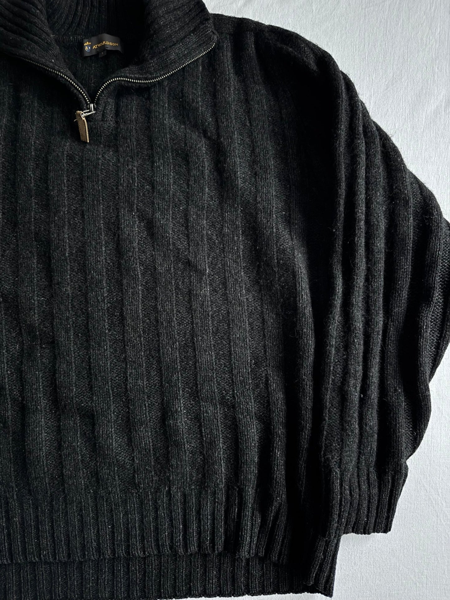 🧶 Pulover Vintage Gri Închis Quarter - Zip – Mărime L - anbracaminte